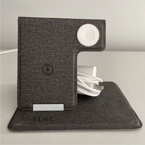 FUEL 3-in-1 Foldable Wireless Charging Station - Ultra Slim Folds Flat - Gray
